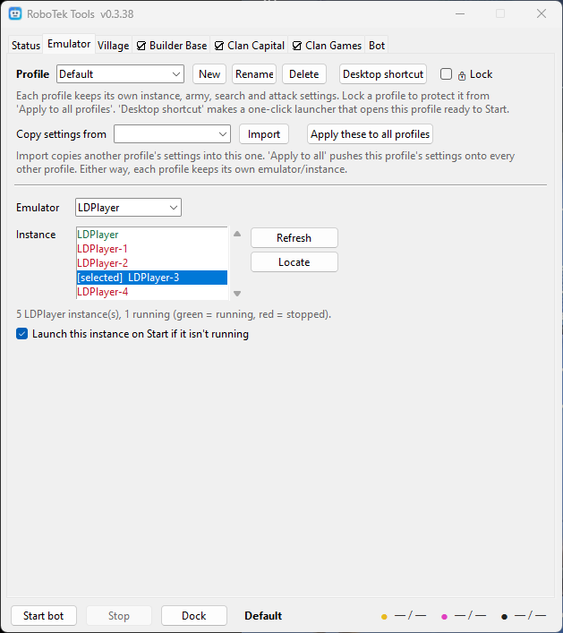 Emulator — multi-instance (light mode)